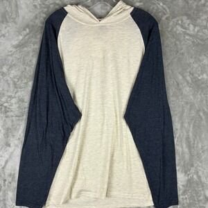Jeff Mens XL Raglan Hoodie Lightweight Navy Oatmeal Colorblock Pullover JR9909